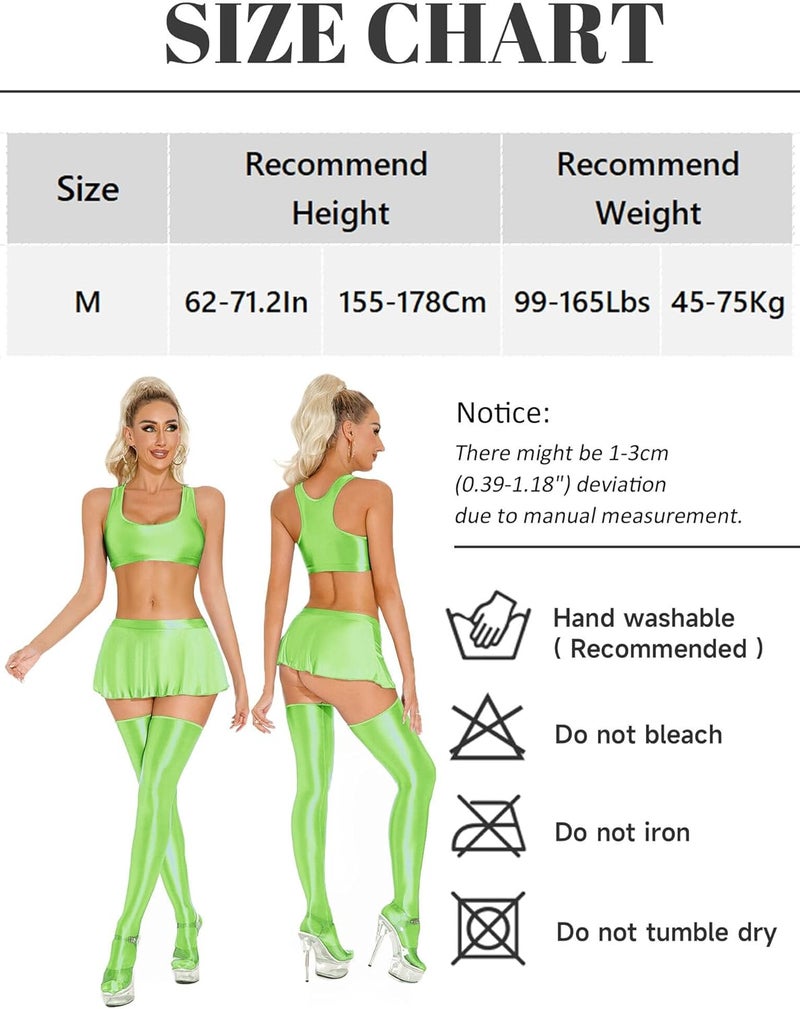 FEOYA Women’s Glossy Bras Oil Shiny Crop Tank Top Merallic Deep U Vest Tops for Club Party Cosplay - Image 2